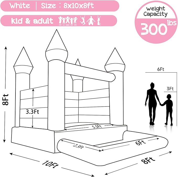 PartyBreeze Inflatable Bounce House With Ball Pit White Wedding Bouncy Castle