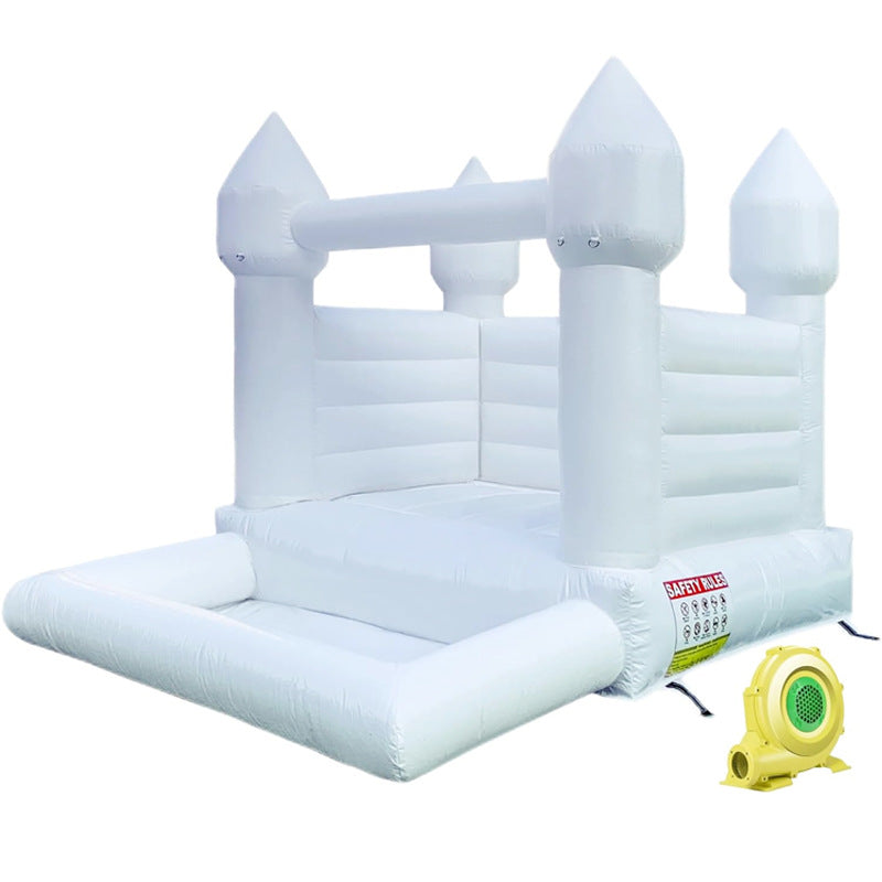PartyBreeze Inflatable Bounce House With Ball Pit White Wedding Bouncy Castle